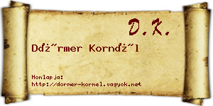 Dörmer Kornél névjegykártya